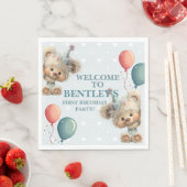 Blue Balloon Hedgehogs Celebration スタンダードランチョンナプキン (インサイチュ)