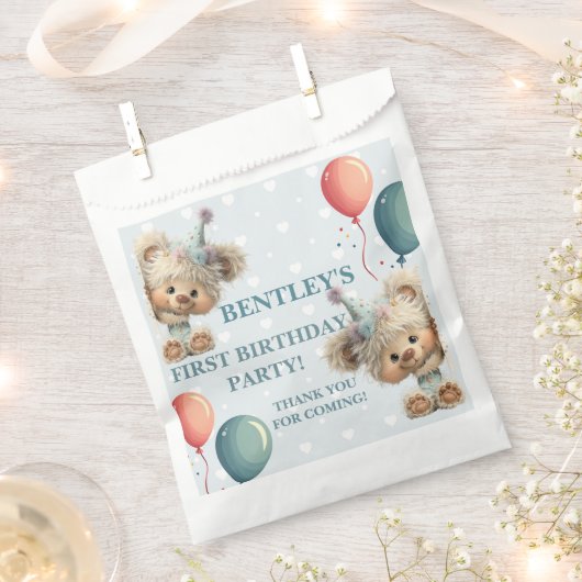 Blue Balloon Hedgehogs Celebration フェイバーバッグ (クリップ留めされた状態)