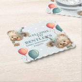 Blue Balloon Hedgehogs Celebration ペーパーコースター (アングル)