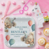 Blue Balloon Hedgehogs Celebration ペーパープレート (パーティー)