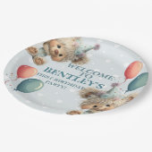 Blue Balloon Hedgehogs Celebration ペーパープレート (アングル)