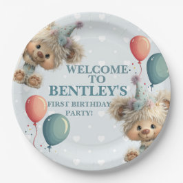 Blue Balloon Hedgehogs Celebration ペーパープレート