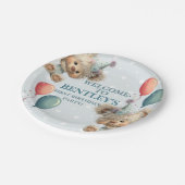 Blue Balloon Hedgehogs Celebration ペーパープレート (アングル)