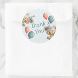 Blue Balloon Hedgehogs Celebration ラウンドシール