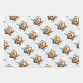 Blue Balloon Hedgehogs Celebration ラッピングペーパーシート (正面)