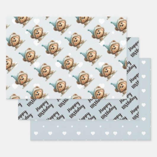 Blue Balloon Hedgehogs Celebration ラッピングペーパーシート (セット)