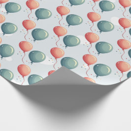 Blue Balloon Hedgehogs Celebration ラッピングペーパー