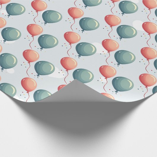 Blue Balloon Hedgehogs Celebration ラッピングペーパー (角)