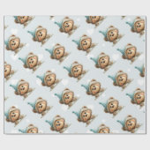 Blue Balloon Hedgehogs Celebration ラッピングペーパー (フラット)