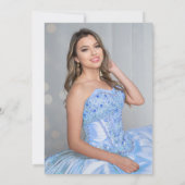 Blue Balloon Sparkle Quinceaenera写真 招待状 (裏面)