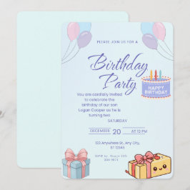 Blue+Balloons+and+Gifts+Birthday+Invitation+-+Cust 招待状