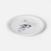 Blue Balloons Baby Boy First Birthday  ペーパープレート (アングル)