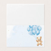 Blue balloons teddy bear baby shower place cards (外部フラット)