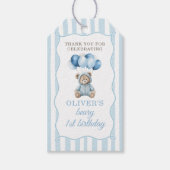Blue Balloons Teddy Bear Birthday Gift Tag ギフトタグ (正面)