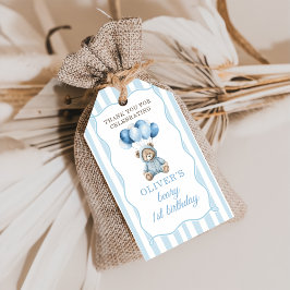 Blue Balloons Teddy Bear Birthday Gift Tag ギフトタグ
