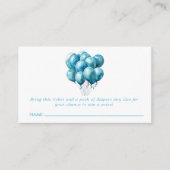 Blue Balloons Watercolor Baby Shower Diaper Raffle エンクロージャーカード (正面)