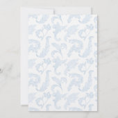 Blue Baroque Frame Bow Baby Boy Shower サンキューカード (裏面)