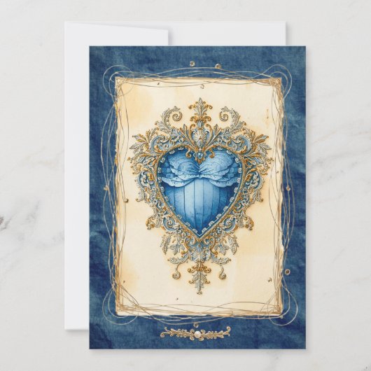 Blue Baroque Heart with Gilded Ornamental Frame シーズンカード (正面)