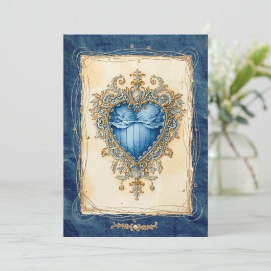 Blue Baroque Heart with Gilded Ornamental Frame シーズンカード (スタンド正面)