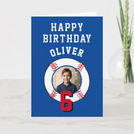 Blue Baseball Ball Kids Birthday Photo カード