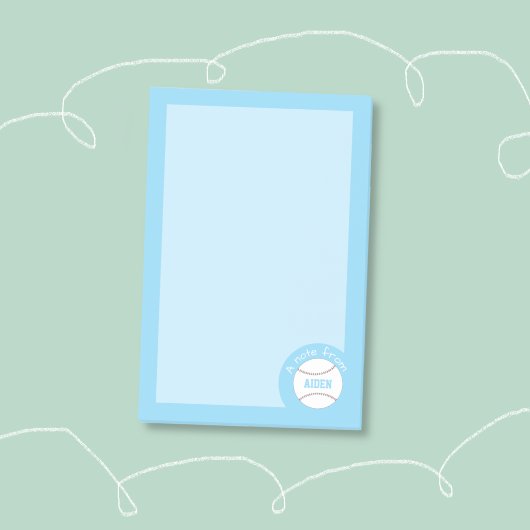 Blue Baseball Personalized Kids Notes  ポストイット