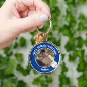 Blue Baseball Player Photo High School Spirit キーホルダー (手)