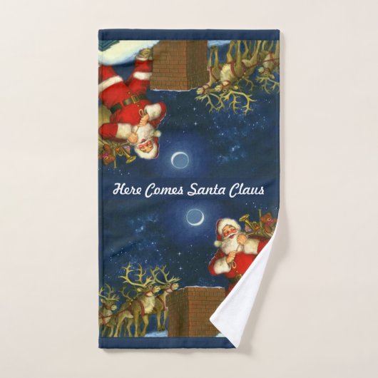 Blue Bath Towでサンタクロースのクリスマスをパーソナライズ バスタオルセット (ハンドタオル)
