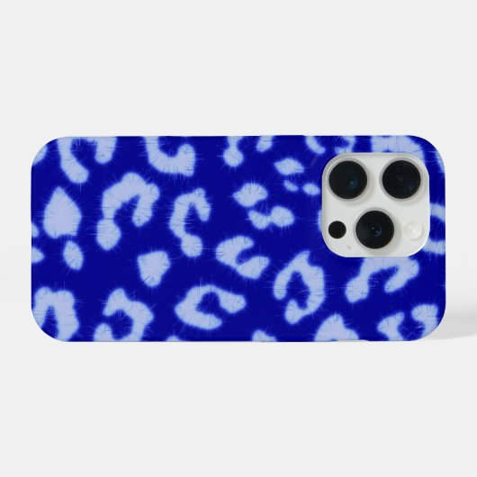 Blue Batik Leopard - phone case iPhoneケース (裏面横)