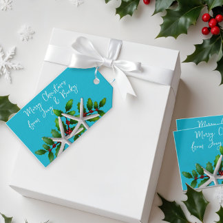 Blue Beach Christmas Starfish Tie On Gift Tags ギフトタグ