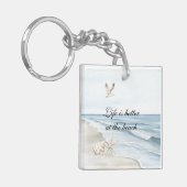 Blue Beach Ocean Starfish Sea Birds キーホルダー (正面左)