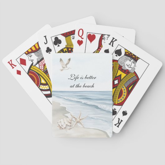 Blue Beach Ocean Starfish Sea Birds  トランプ (裏面)
