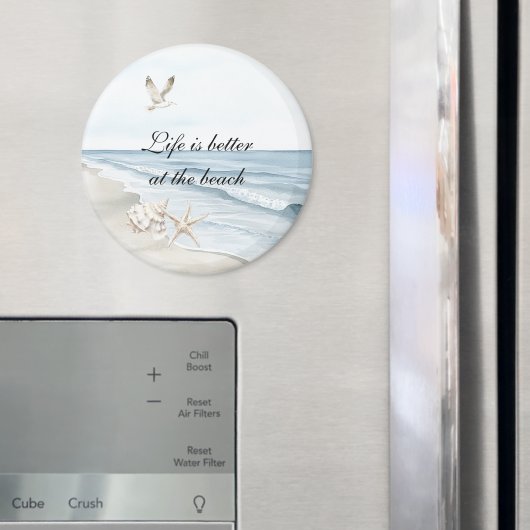 Blue Beach Ocean Starfish Sea Birds  マグネット (インサイチュ (冷蔵庫))