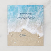 Blue Beach Waves Bat Mitzvah Folded プレイスカード (外部開封)