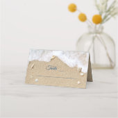 Blue Beach Waves Bat Mitzvah Folded プレイスカード (正面)