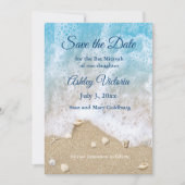 Blue Beach Waves Bat Mitzvah Save the Date 招待状 (正面)