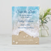Blue Beach Waves Bat Mitzvah Save the Date 招待状 (スタンド正面)