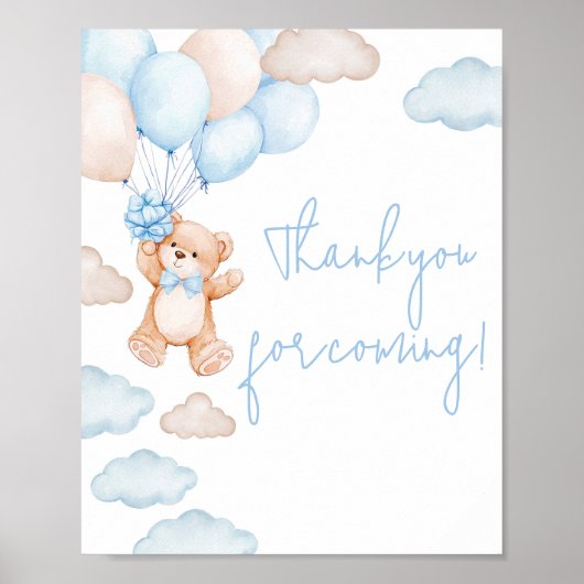 Blue Bearバルーンベビーシャワーありがとうござ来う ポスター (正面)