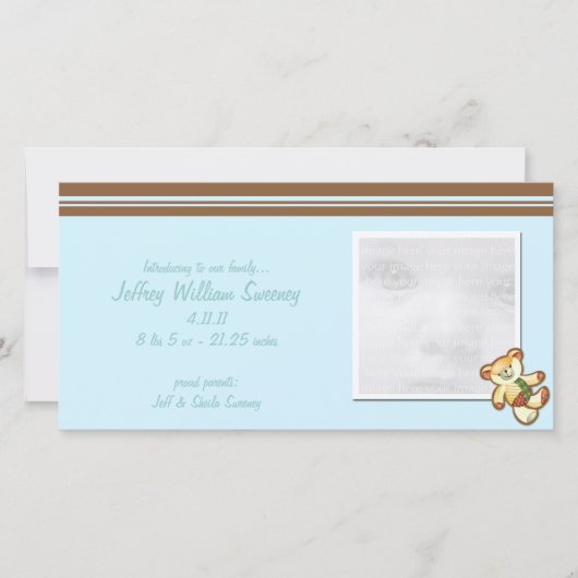 Blue Bearベビー発表フォトカード 案内状 (正面)