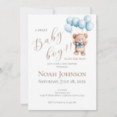 Blue Bear Baby Shower Boy invitation 招待状 (正面)