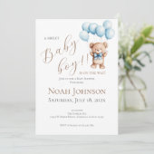 Blue Bear Baby Shower Boy invitation 招待状 (スタンド正面)
