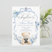 Blue Bear Baptism Bow Coquette Invitation 招待状 (スタンド正面)