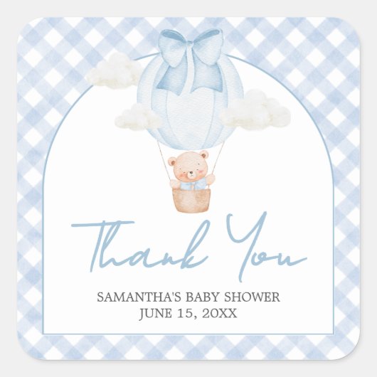 Blue Bear Bearly Wait Baby Shower  スクエアシール (正面)