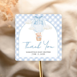 Blue Bear Bearly Wait Baby Shower  スクエアシール