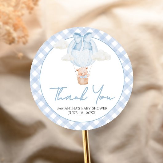 Blue Bear Bearly Wait Baby Shower  ラウンドシール