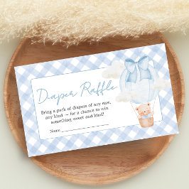 Blue Bear Bearly Wait Baby Shower Diaper Raffle エンクロージャーカード
