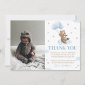Blue Bear Birthday Photo Thank You Card サンキューカード (正面)