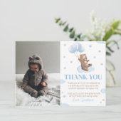Blue Bear Birthday Photo Thank You Card サンキューカード (スタンド正面)