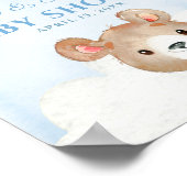 Blue Bear Boy's Baby Shower Welcome Signポスター ポスター (角)