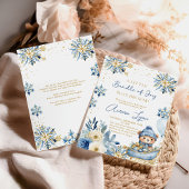 Blue Bear Christmas Winter Boy Baby Shower  招待状