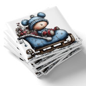 Blue Bear Santa Sled Christmas Magnet マグネット